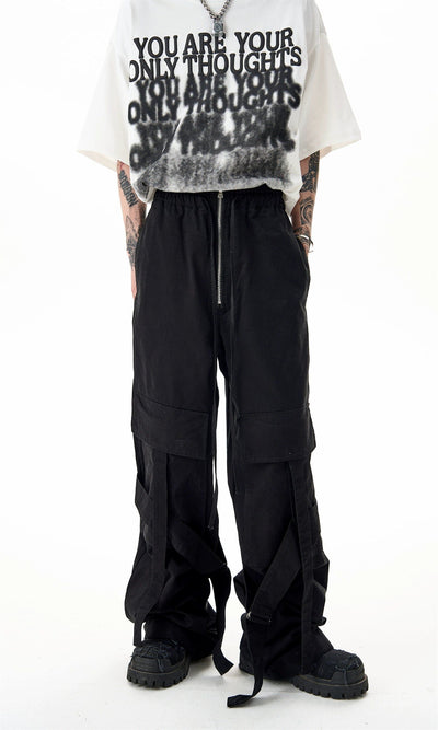 Casual Strappy Zipped Cargo Pants Korean Street Fashion Pants By Ash Dark Shop Online at OH Vault
