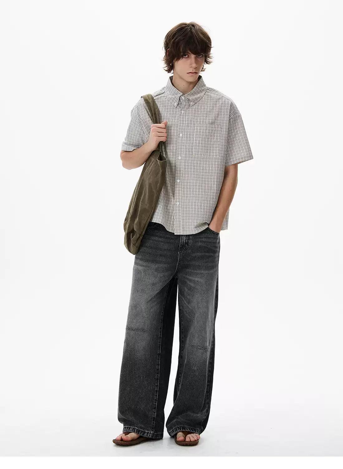 Neat Striped Buttoned Shirt Korean Street Fashion Shirt By 77Flight Shop Online at OH Vault