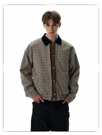 Houndstooth Corduroy Collar Jacket