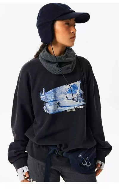 Painted Logo Print Crewneck Korean Street Fashion Crewneck By Crying Center Shop Online at OH Vault