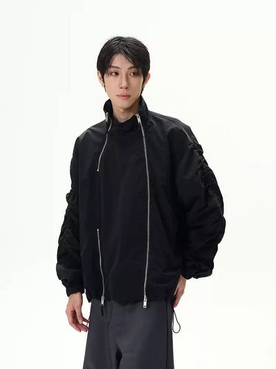 Pleated Zipped Detail Windbreaker Jacket Korean Street Fashion Jacket By 77Flight Shop Online at OH Vault