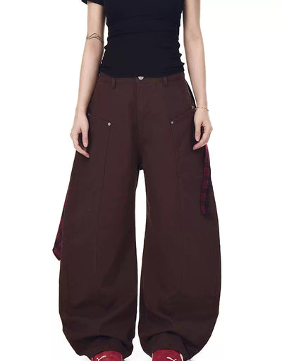 Detachable Plaid Skirt Cargo Pants Korean Street Fashion Pants By Blacklists Shop Online at OH Vault