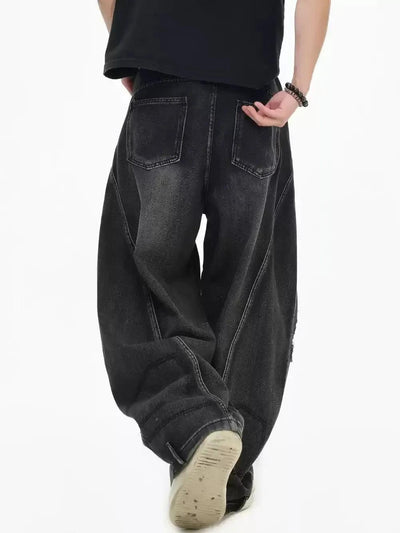 Distressed Spots Wide Cut Jeans Korean Street Fashion Jeans By INS Korea Shop Online at OH Vault