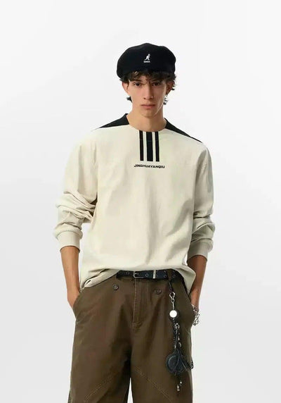 Spliced Athleisure Long Sleeve T-Shirt Korean Street Fashion T-Shirt By JHYQ Shop Online at OH Vault