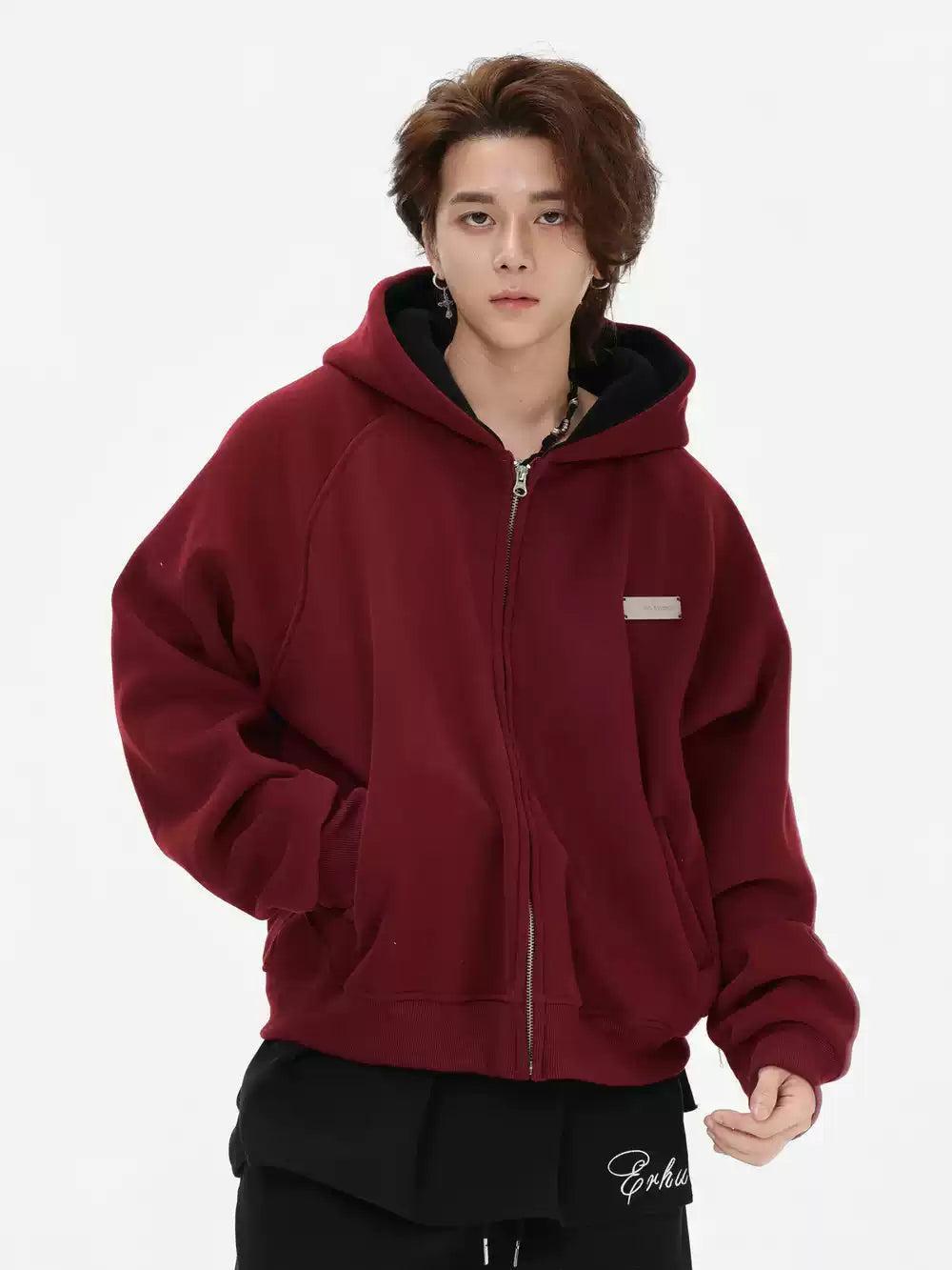 Basic Solid Color Zipped Hoodie Korean Street Fashion Hoodie By INS Korea Shop Online at OH Vault