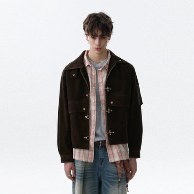 Micro Suede Fireman Clasp Jacket Korean Street Fashion Jacket By Mr Nearly Shop Online at OH Vault