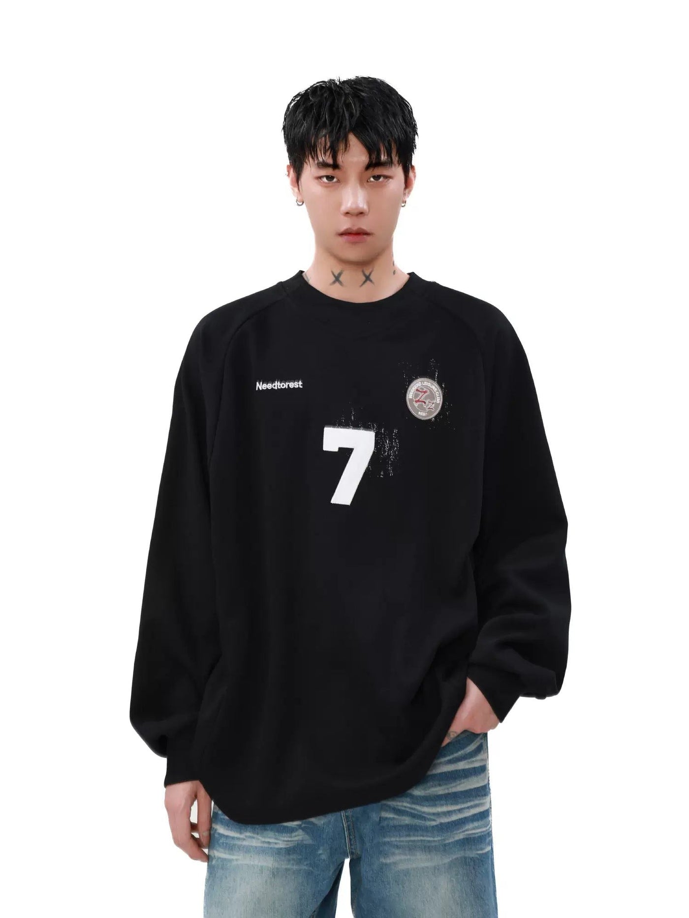 Subtle Paint Splatters Crewneck Korean Street Fashion Crewneck By Mr Nearly Shop Online at OH Vault