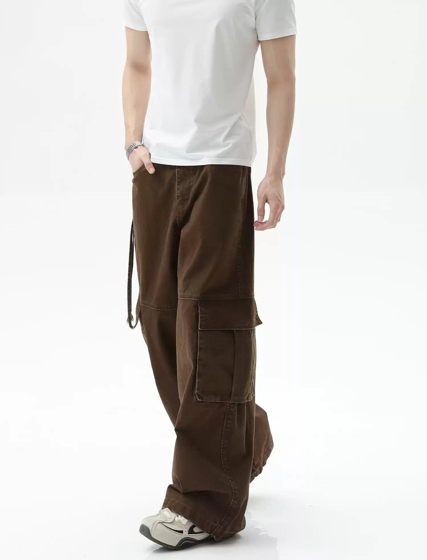 Washed Zipped Pocket Cargo Pants Korean Street Fashion Pants By Turn Tide Shop Online at OH Vault