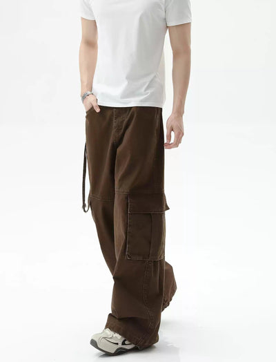 Washed Zipped Pocket Cargo Pants Korean Street Fashion Pants By Turn Tide Shop Online at OH Vault
