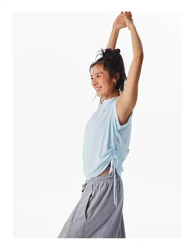 Athleisure Side Pull String Blouse Korean Street Fashion Blouse By Crying Center Shop Online at OH Vault