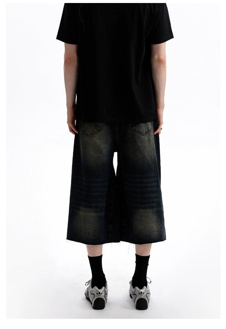 Washed Raw Edge Denim Shorts Korean Street Fashion Shorts By A PUEE Shop Online at OH Vault