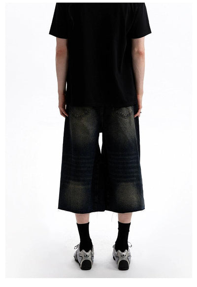 Washed Raw Edge Denim Shorts Korean Street Fashion Shorts By A PUEE Shop Online at OH Vault