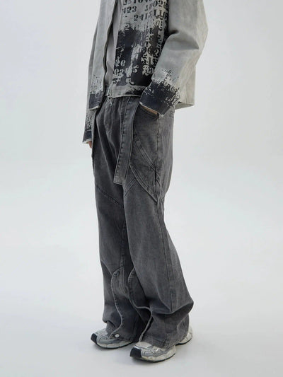 Belted Washed Straight Jeans Korean Street Fashion Jeans By Ash Dark Shop Online at OH Vault