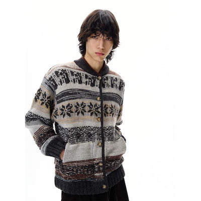Fair Isle Striped Buttoned Sweater Korean Street Fashion Sweater By 77Flight Shop Online at OH Vault