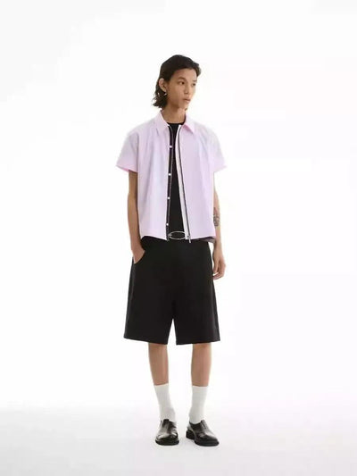 Contrast Zipped Shirt Korean Street Fashion Shirt By Funky Fun Shop Online at OH Vault