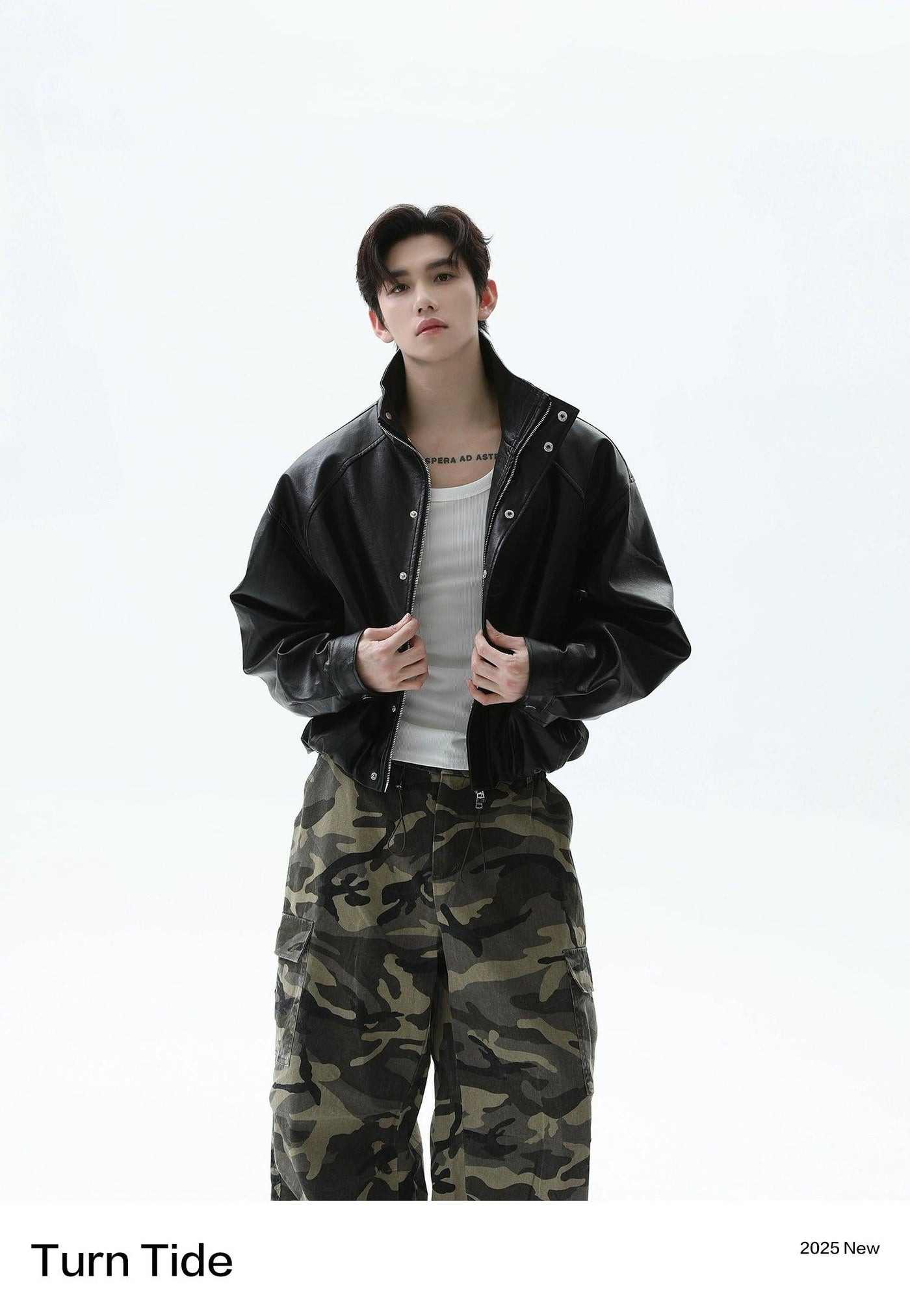 Structured PU Leather Short Jacket Korean Street Fashion Jacket By Turn Tide Shop Online at OH Vault