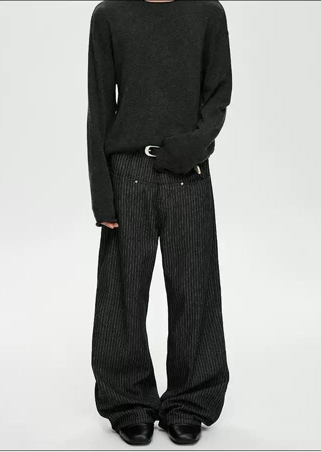 Vertical Stripes Pocket Pants Korean Street Fashion Pants By A PUEE Shop Online at OH Vault