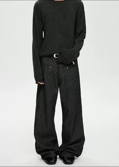 Vertical Stripes Pocket Pants Korean Street Fashion Pants By A PUEE Shop Online at OH Vault