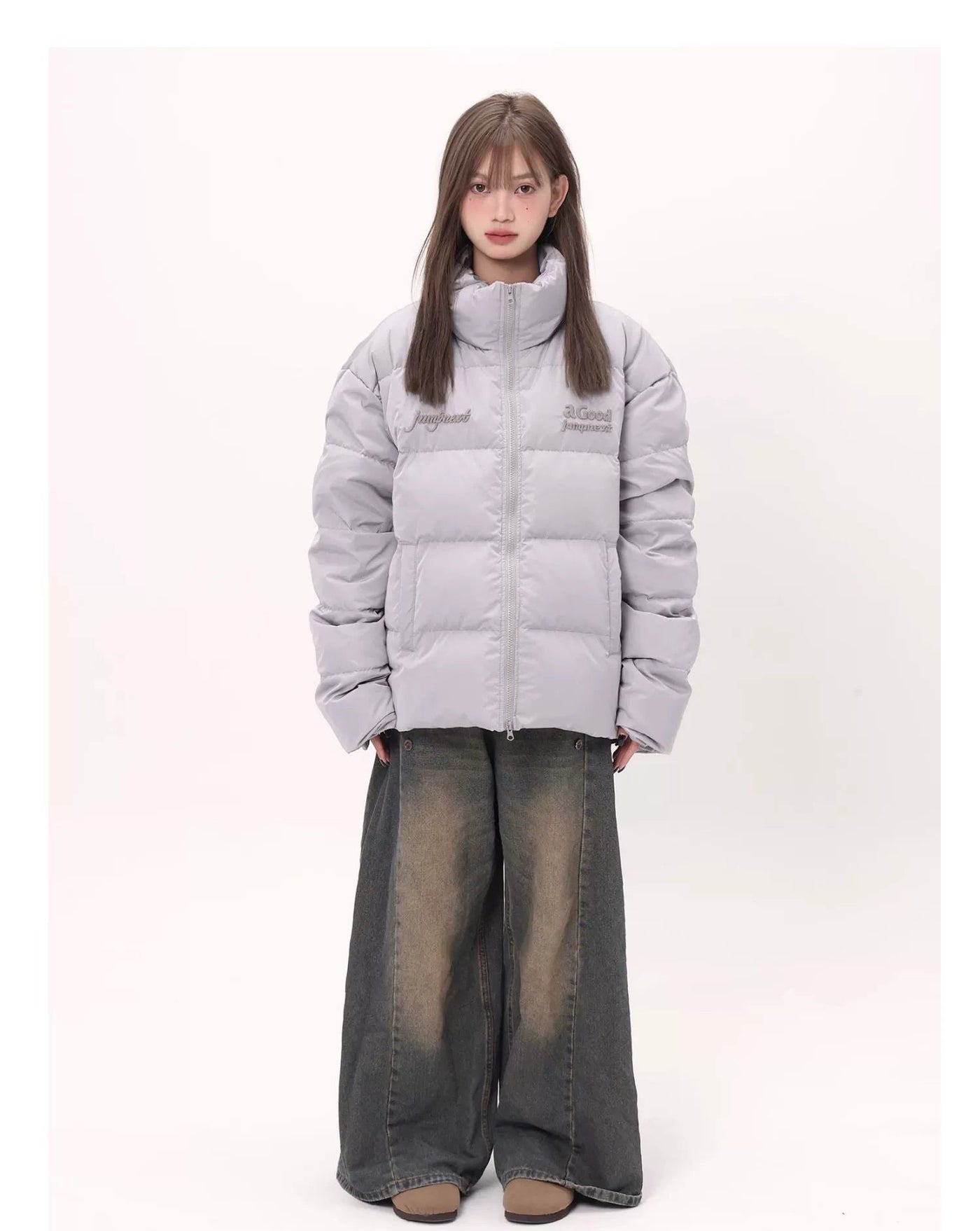 Dual Zip Puffer Jacket Korean Street Fashion Jacket By Jump Next Shop Online at OH Vault