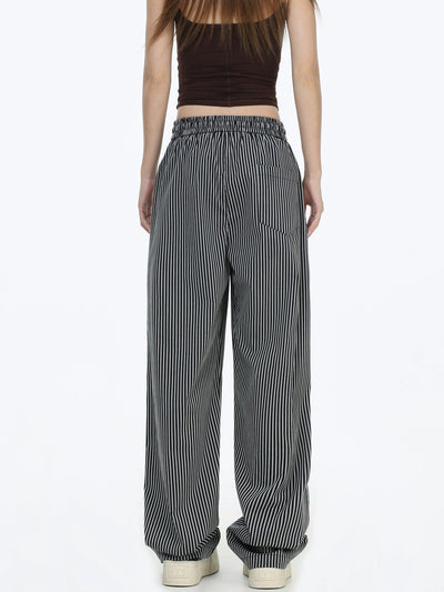 Elastic Waist Vertical Stripe Pants Korean Street Fashion Pants By INS Korea Shop Online at OH Vault