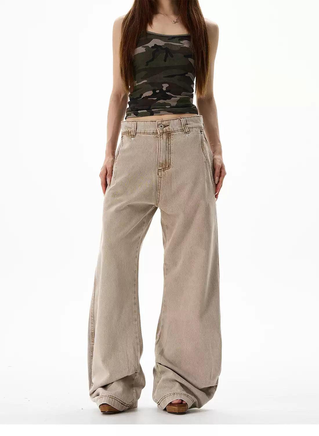 Washed Faded Wide Leg Jeans Korean Street Fashion Jeans By 77Flight Shop Online at OH Vault