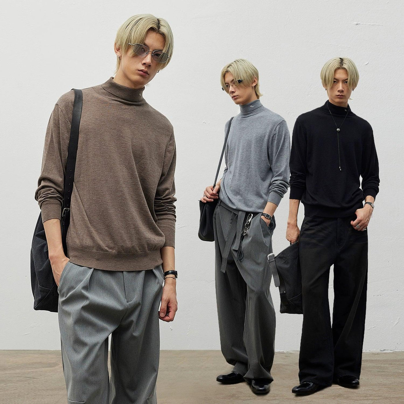 Plain Color Turtle-Neck L/S T-Shirt Korean Street Fashion T-Shirt By Terra Incognita Shop Online at OH Vault