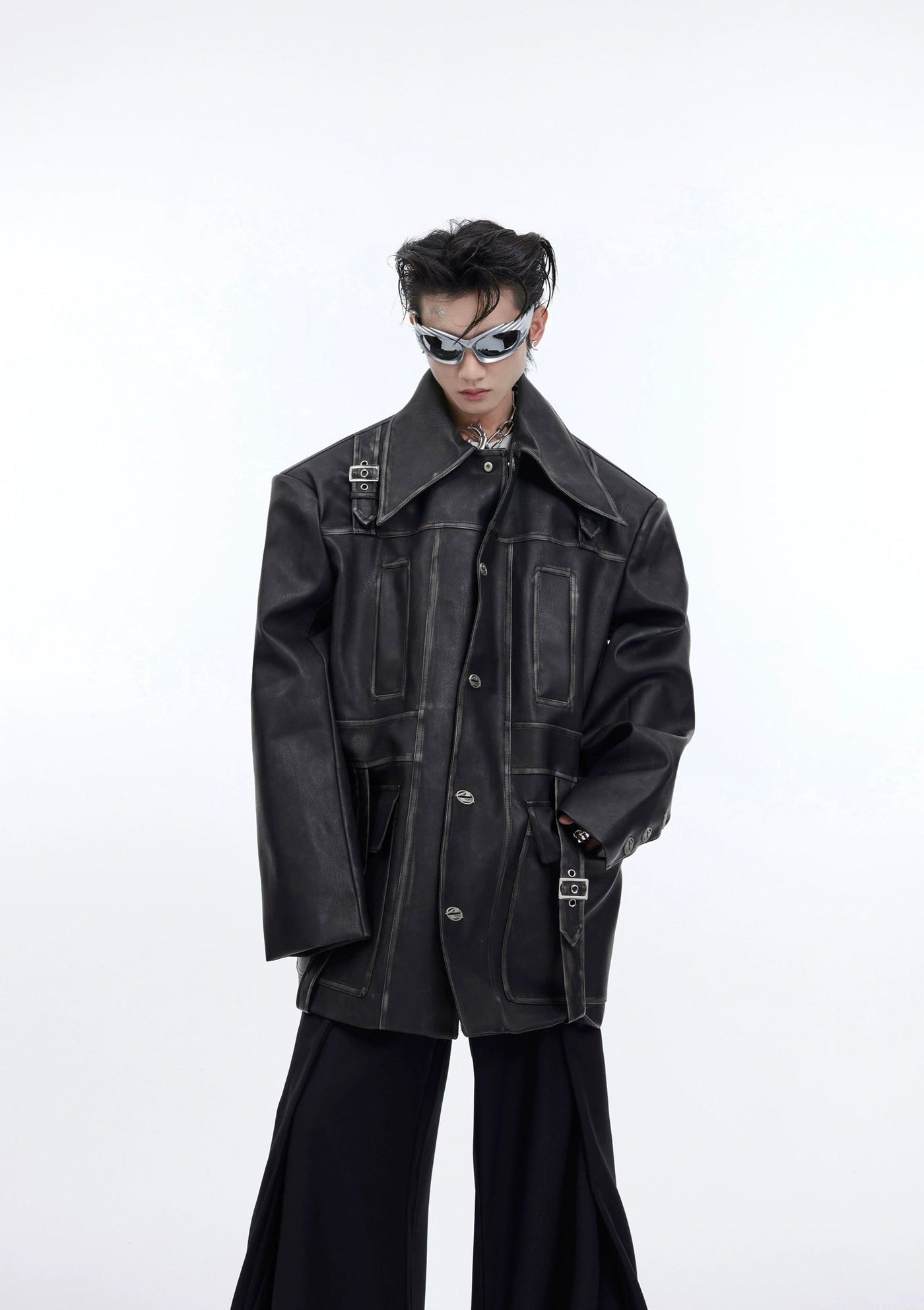 Washed & Structured PU Jacket Korean Street Fashion Jacket By Argue Culture Shop Online at OH Vault