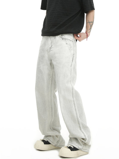 Dirty Washed Straight Leg Jeans Korean Street Fashion Jeans By INS Korea Shop Online at OH Vault