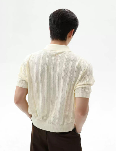 Hollow Textured Knit Polo Korean Street Fashion Polo By Turn Tide Shop Online at OH Vault