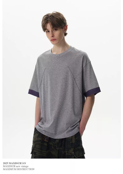 Contrast Sleeve Cuff T-Shirt Korean Street Fashion T-Shirt By MaxDstr Shop Online at OH Vault