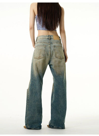 Rustic Wash Ripped Jeans Korean Street Fashion Jeans By 77Flight Shop Online at OH Vault