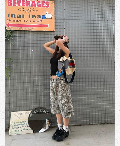 Animal Print Cargo Shorts Korean Street Fashion Shorts By Made Extreme Shop Online at OH Vault