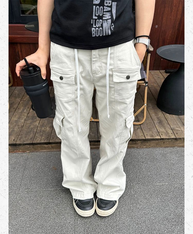 Solid Drawstring Pocket Cargo Pants Korean Street Fashion Pants By Made Extreme Shop Online at OH Vault