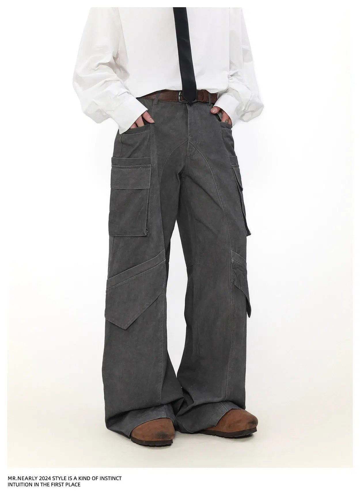 Faded Utility Pocket Cargo Pants Korean Street Fashion Pants By Mr Nearly Shop Online at OH Vault