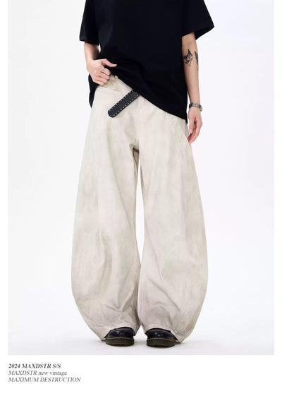 Dirty Wash Wide Leg Pants Korean Street Fashion Pants By MaxDstr Shop Online at OH Vault