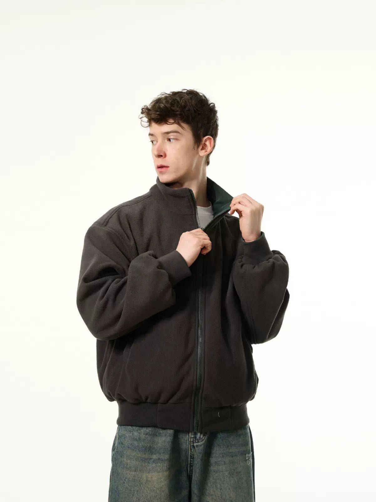 Reversible Stand Collar Jacket Korean Street Fashion Jacket By Mad Witch Shop Online at OH Vault