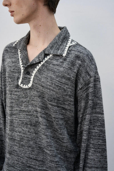 Contrast Outlined Textured Sweater Korean Street Fashion Sweater By MaxDstr Shop Online at OH Vault