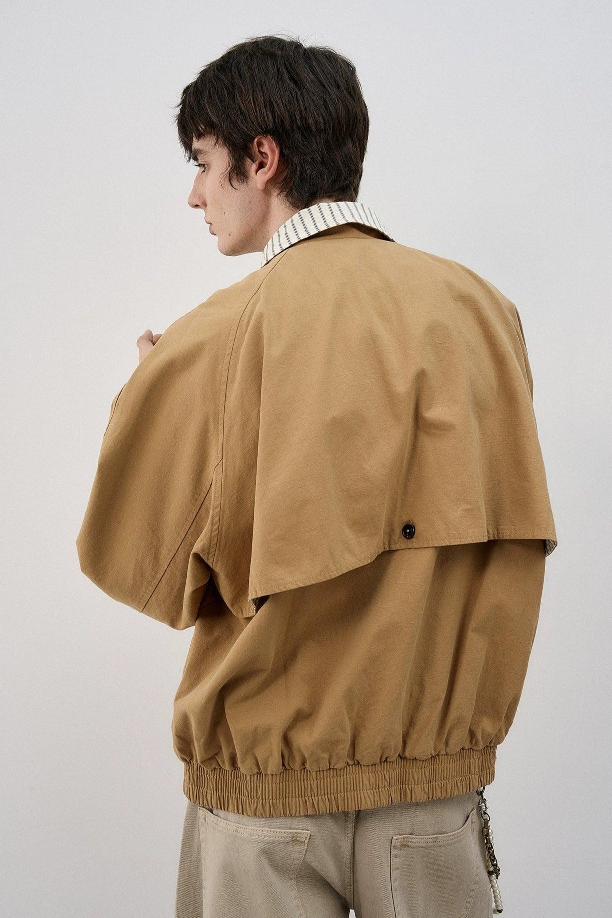Stripe Spliced Ruched Hem Jacket Korean Street Fashion Jacket By MaxDstr Shop Online at OH Vault