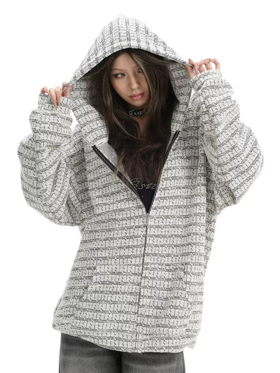 Patterned and Textured Hooded Jacket Korean Street Fashion Jacket By INS Korea Shop Online at OH Vault