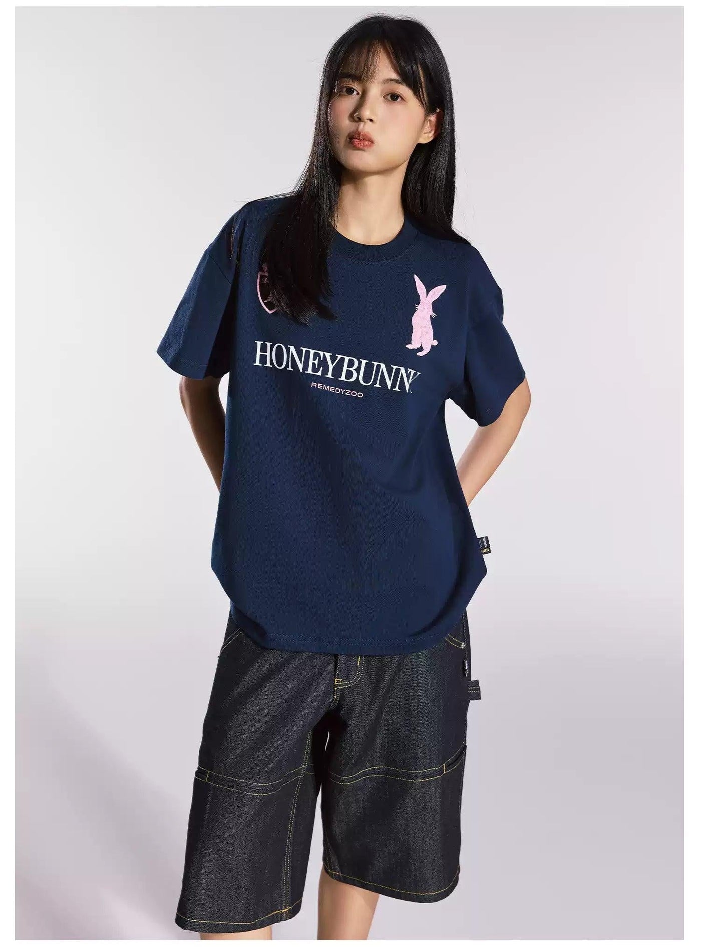 Embroidered Graphic Print T-Shirt Korean Street Fashion T-Shirt By Remedy Shop Online at OH Vault