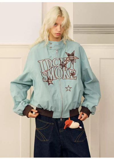 Stars Plaid Patched Jacket Korean Street Fashion Jacket By Donsmoke Shop Online at OH Vault