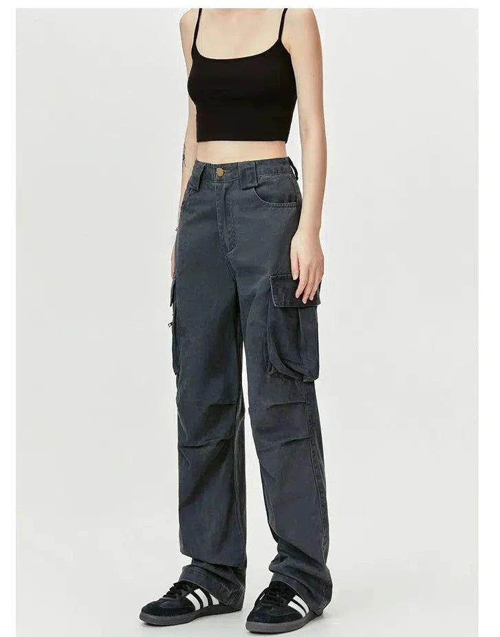 Pleated Fade Cargo Pants Korean Street Fashion Pants By Made Extreme Shop Online at OH Vault