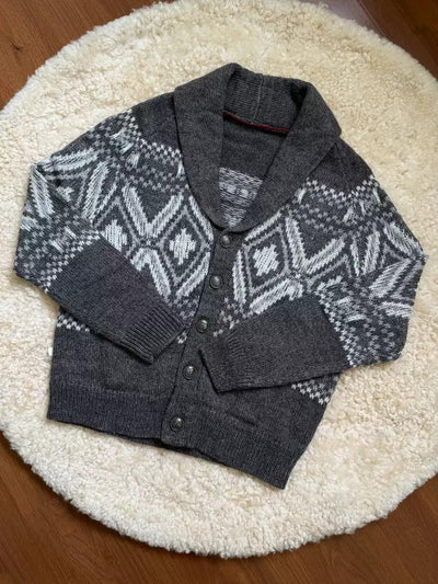 Shawl-Collar Patterned Cardigan Korean Street Fashion Cardigan By Made Extreme Shop Online at OH Vault