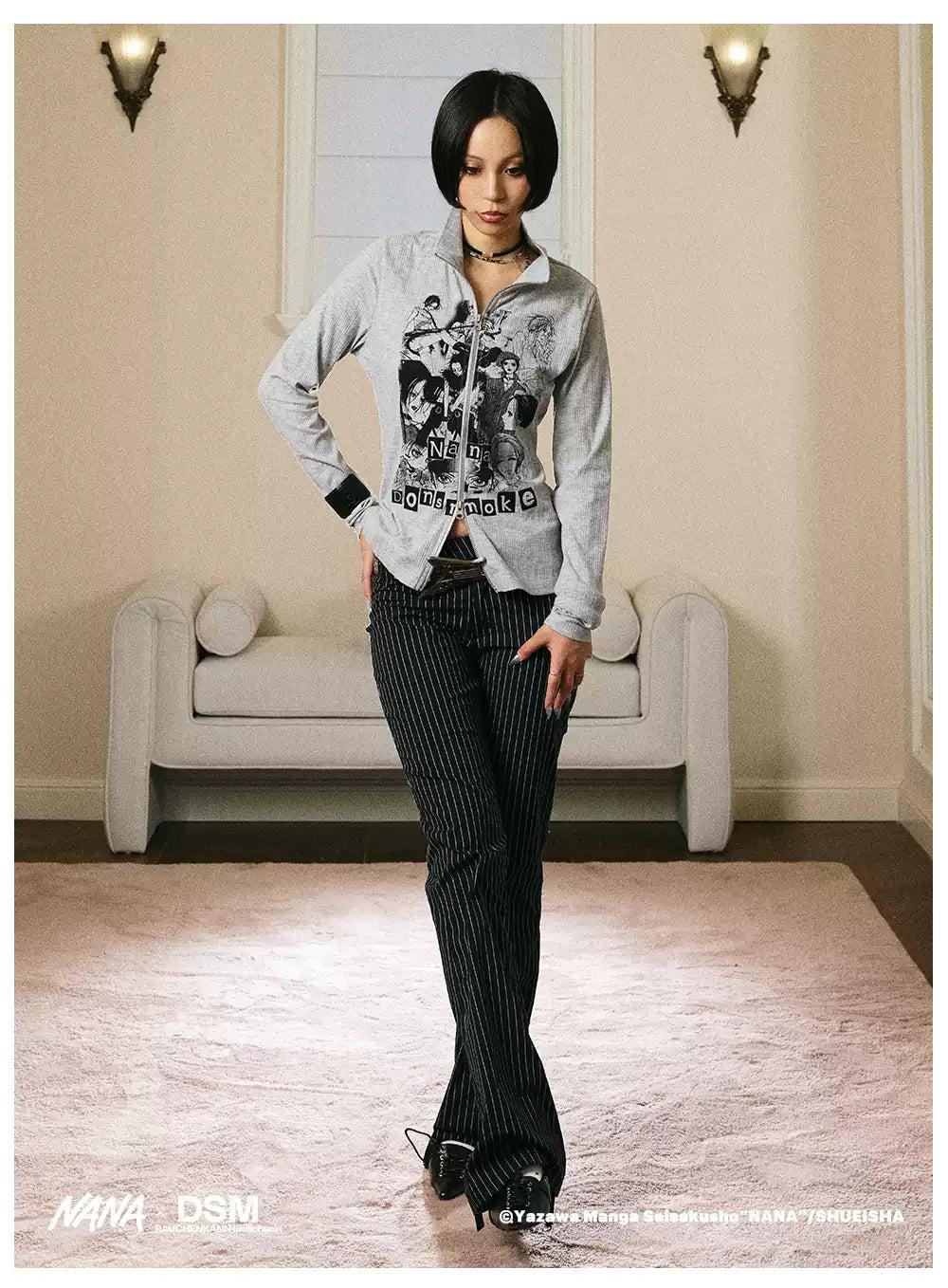 Anime Graphic Textured Zipped Jacket Korean Street Fashion Jacket By Donsmoke Shop Online at OH Vault