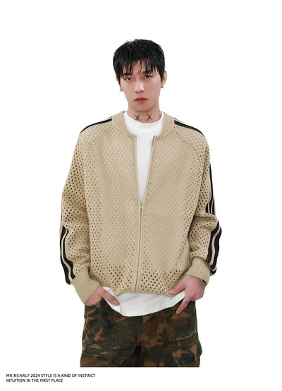 Hollow Knitted & Zipped Jacket Korean Street Fashion Jacket By Mr Nearly Shop Online at OH Vault