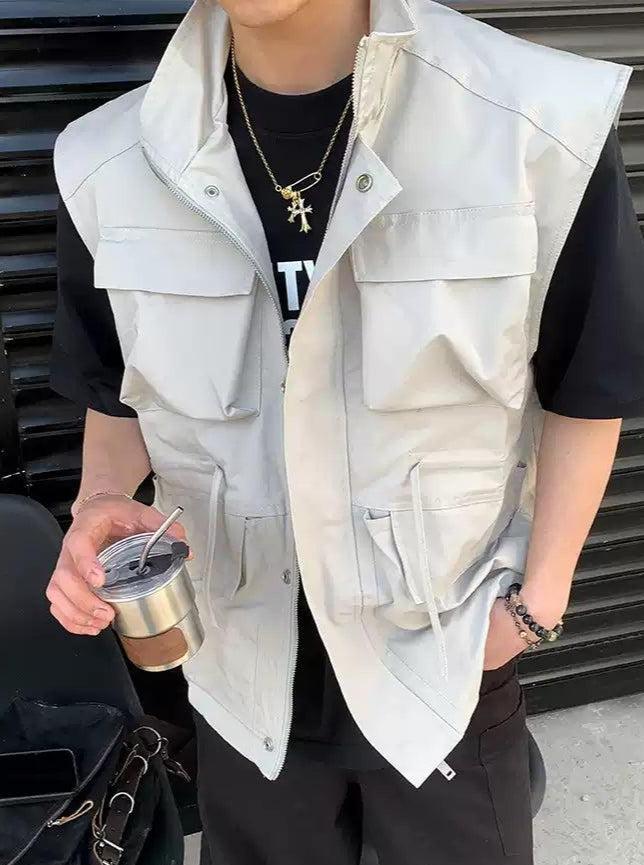 Multiple Pocket Utility Vest Korean Street Fashion Vest By Poikilotherm Shop Online at OH Vault