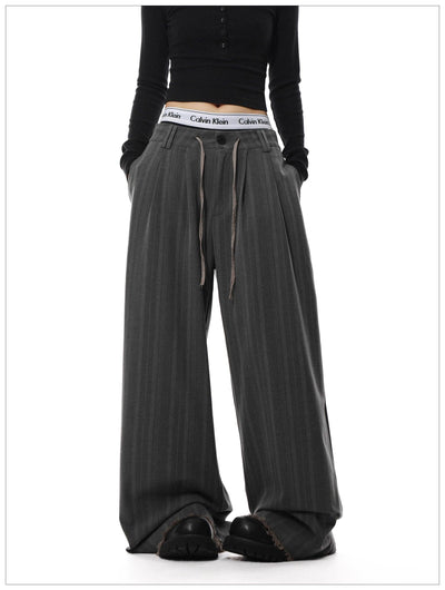 Drawstring Vertical Striped Pants Korean Street Fashion Pants By Mr Nearly Shop Online at OH Vault