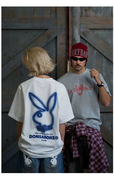 Donsmoke x Playboy Rhinestone T-Shirt Korean Street Fashion T-Shirt By Donsmoke Shop Online at OH Vault