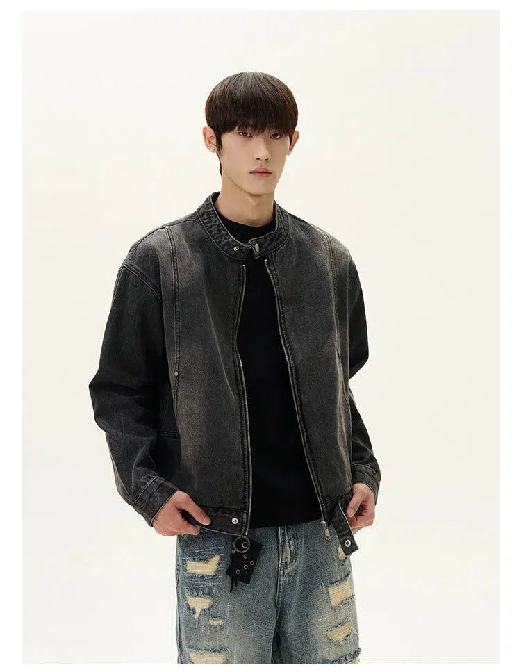 Classic Fade Regular Fit Denim Jacket Korean Street Fashion Jacket By A PUEE Shop Online at OH Vault