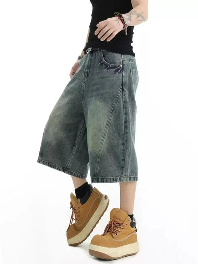 Gradient Washed Wide Denim Shorts Korean Street Fashion Shorts By INS Korea Shop Online at OH Vault